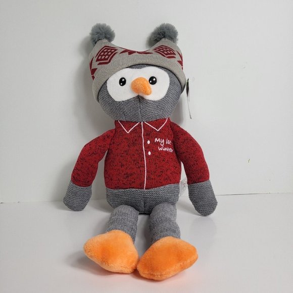 Spark Create Imagine Knit Owl Plush Christmas My First Winter Rattle Crinkle 18" - Picture 1 of 15